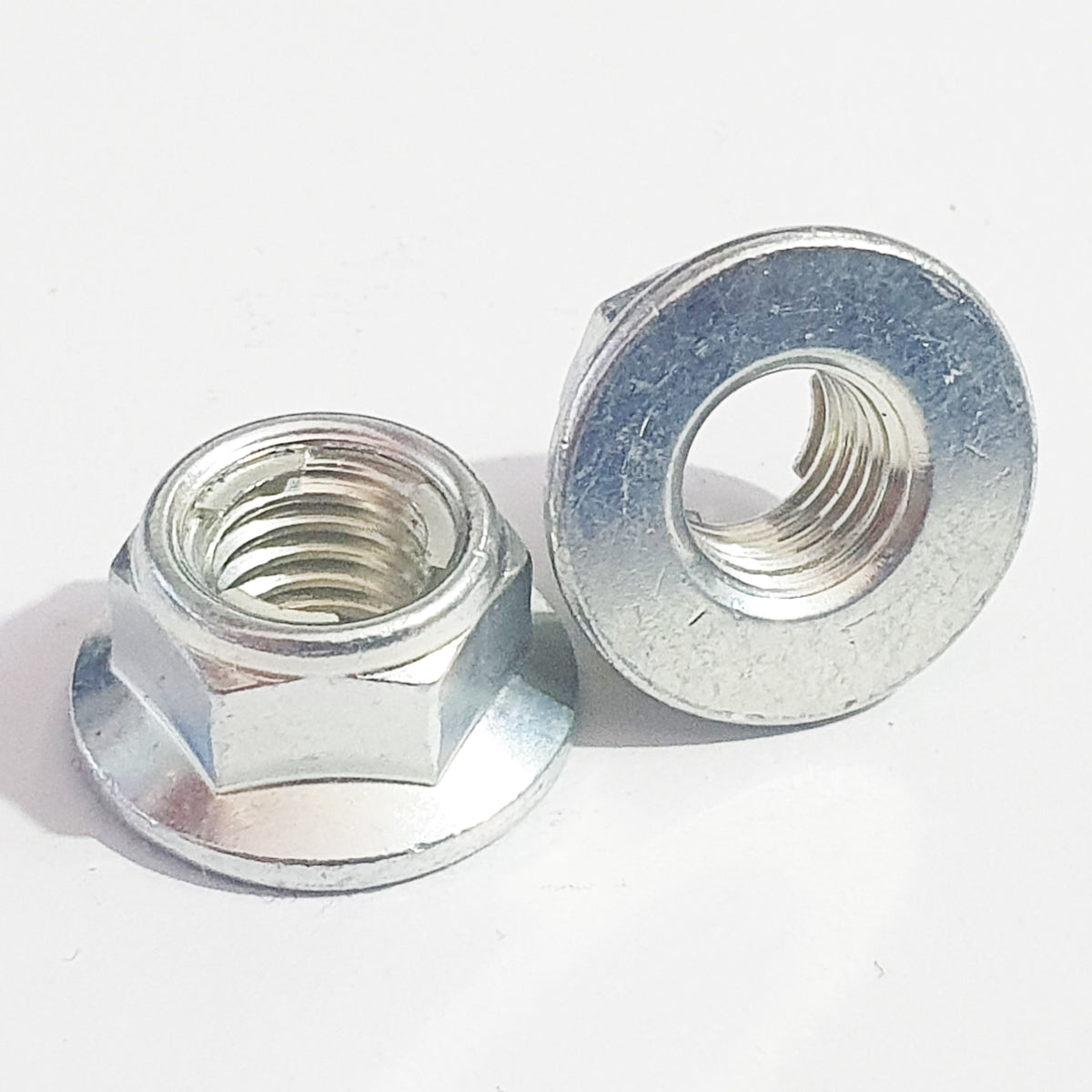 M8 Plain Flanged Metal Locking Nut Trivalent White JIS 12mm A/F 92015-1432