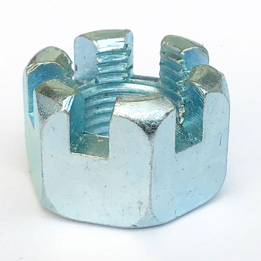 M10-1.25 Fine Pitch Castle Nut Trivalent White