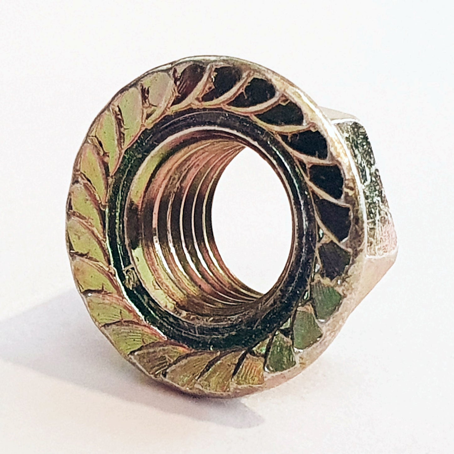 M8 Toothed Flanged Nut Yellow Passivated 12mm A/F JIS