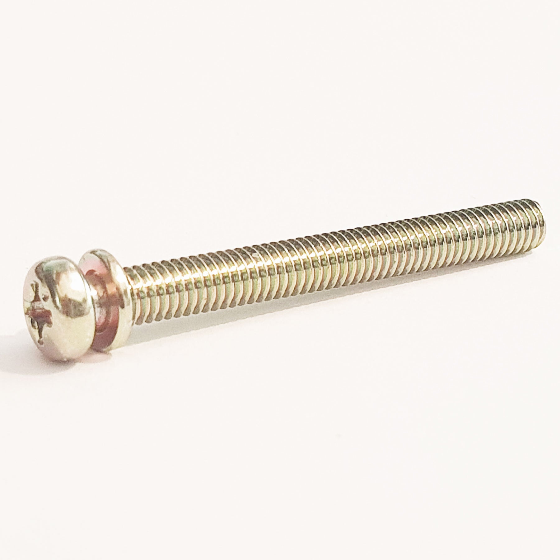 M4 x 38 Phil Pan Head Screw w/Spring Washer, Yellow Passivate Cr-6 JIS 21022-021