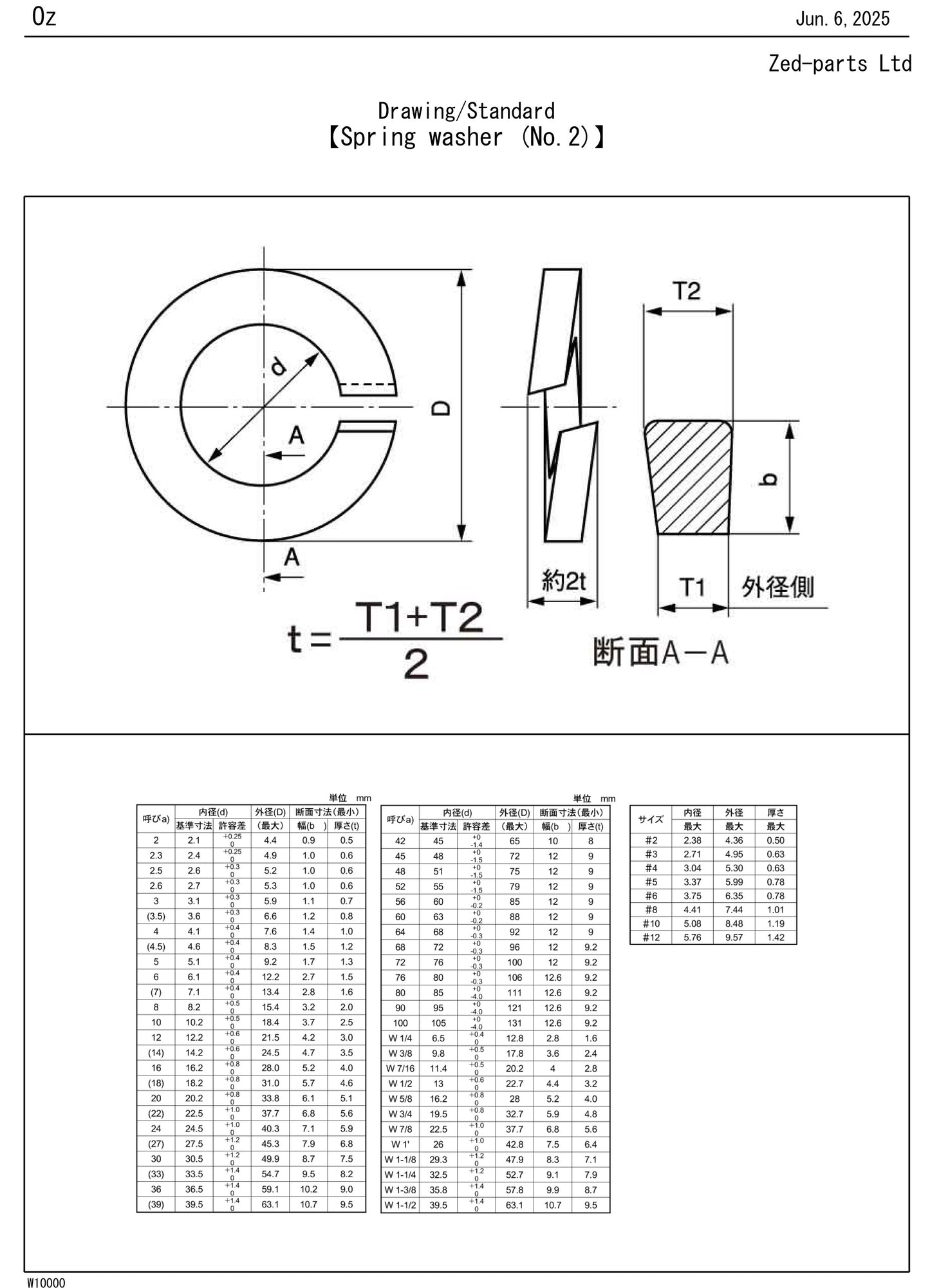 461S1600 M16 Spring Washer Stainless Steel JIS Drawing Standard