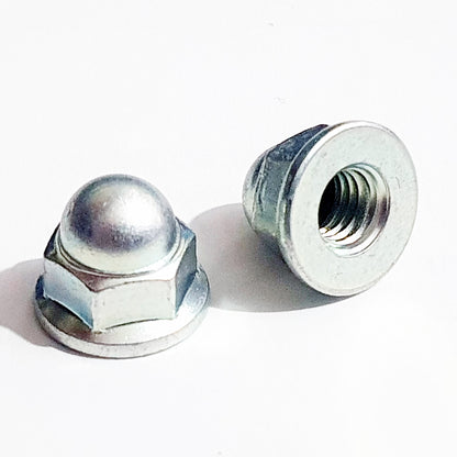 M6 Plain Flanged Acorn Nut with no Serrations Trivalent White 10mm A/F JIS