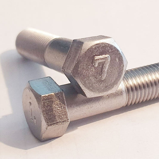 M10 x 45 Mark 7 Hex Head Bolt Half thread 1.25 Pitch 8.8 Steel 14mm A/F