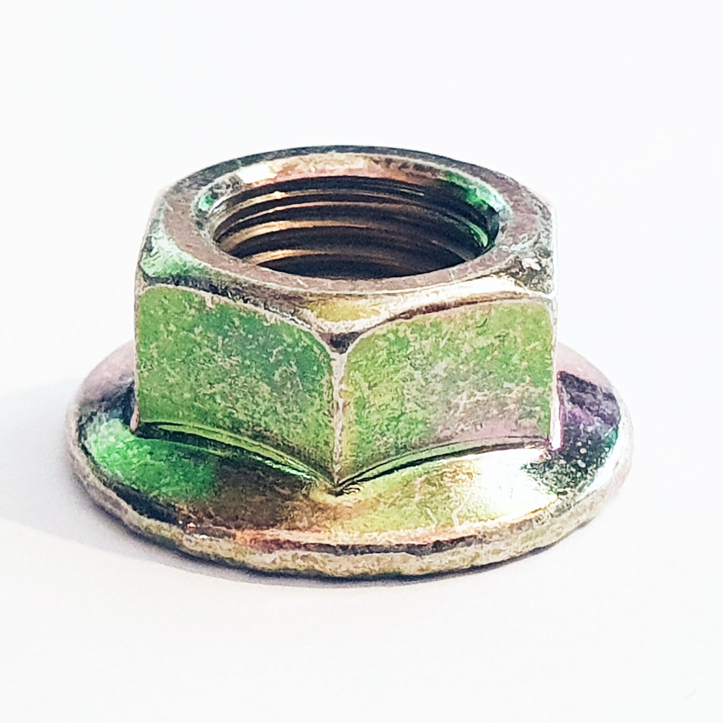 M12 - 1.25 Fine Pitch Toothed Flanged Nut Yellow Passivated 17mm A/F JIS