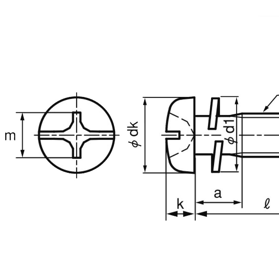 M5 x 12 +/- Phil Pan - Slot Head Screw w/Spring Washer Yellow Passivate JIS 232D0512 standard drawing 2 