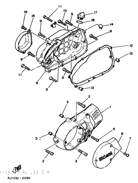 Yamaha DT50MX 1986 JIS Pan Head Black Stainless Engine Casing Kit