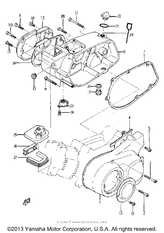 YAMAHA YG1 Trailmaster 1964 USA JIS Engine Cover & Crank Case Kit Zinc