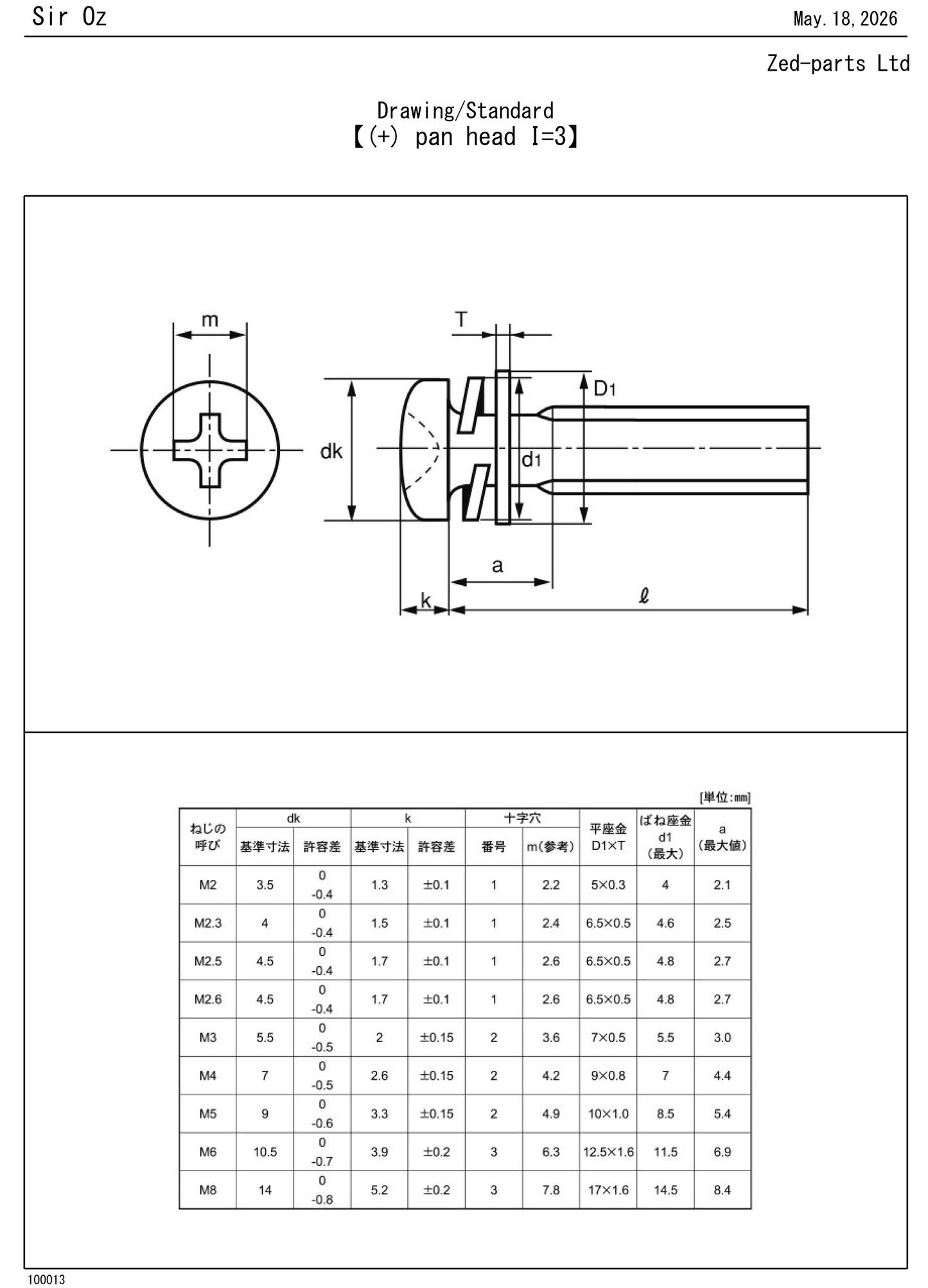 M5×14フィル バネ座金付なべ小ねじ 三価ホワイト ZnCr-3 JIS 223B0514