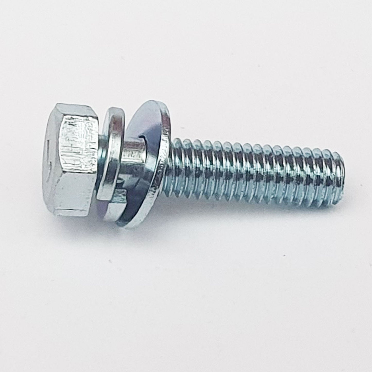 110G0612 M6x12 Mark 7 Hex Bolt with encapsulated spring and JIS flat washer on the side