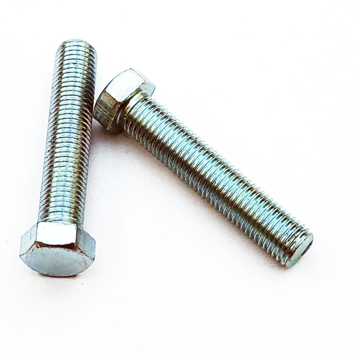 113G1050 M10x50 Fine Pitch M Mark Full Thread Hex Bolt Trivalent White 14mm A/F