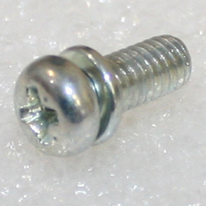 M5 x 25 Phil Pan Head Screw w/Spring Washer Trivalent White ZnCr-3 JIS 223B025