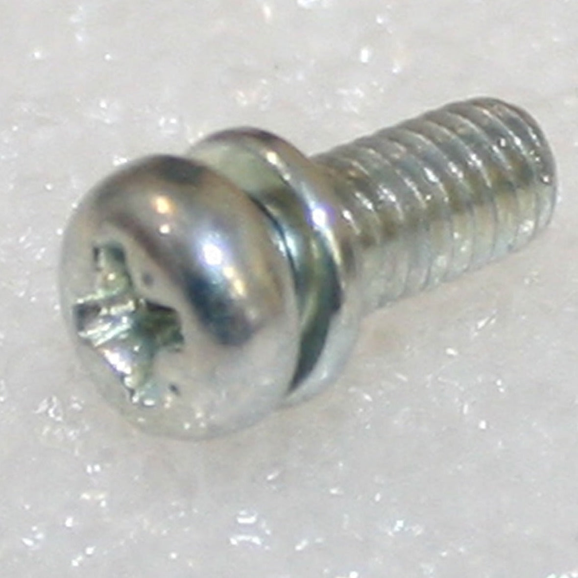 M6 x 12 Phil Pan Head Screw w/Spring Washer Trivalent White ZnCr-3 JIS 223B0612