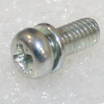 M6 x 12 Phil Pan Head Screw w/Spring Washer Trivalent White ZnCr-3 JIS 223B0612