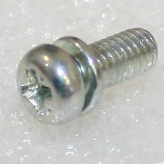 M6 x 12 Phil Pan Head Screw w/Spring Washer Trivalent White ZnCr-3 JIS 223B0612