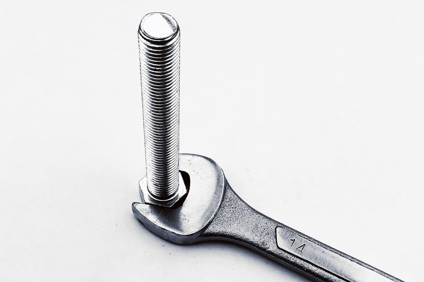 113G1070 M10x70 Fine Pitch No Mark Full Thread Hex Bolt Trivalent White 14mm A/F with a spanner